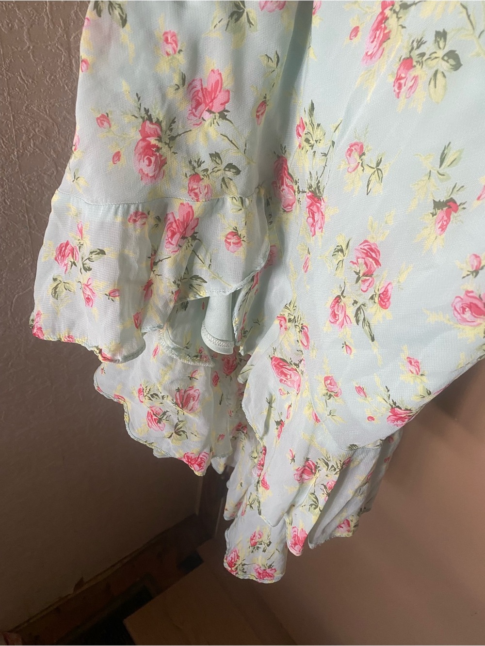 Betsey Johnson Mint Slip Dress with Yellow Lace Trim - Picture 4 of 6